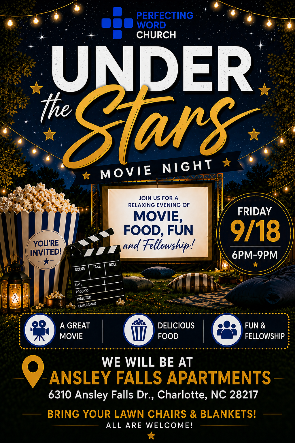 Under the Stars Movie Night flyer